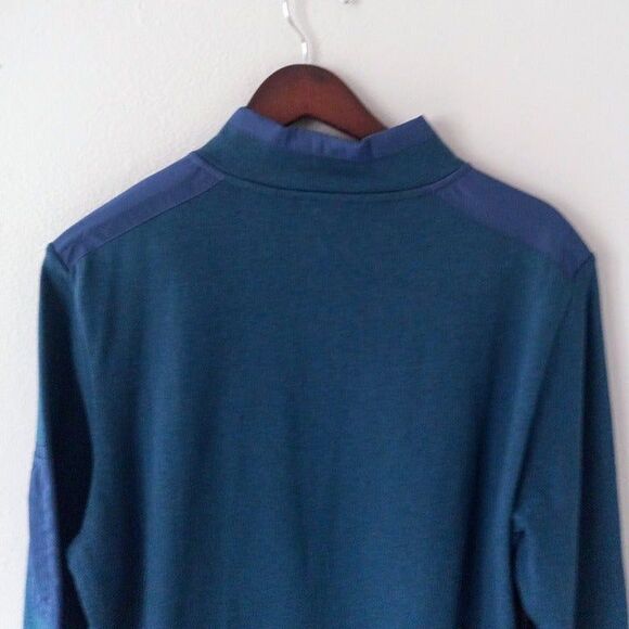 Bugatchi Large Mock Neck Heather Quarter Zip Sweater-Pullover-Peacock-Nylon Trim - Picture 6 of 10